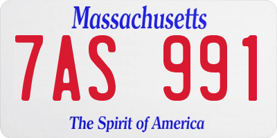 MA license plate 7AS991