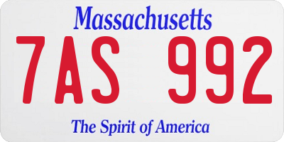 MA license plate 7AS992