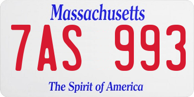 MA license plate 7AS993