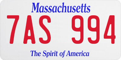 MA license plate 7AS994