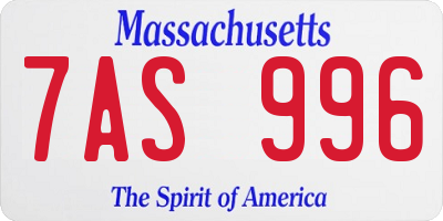 MA license plate 7AS996