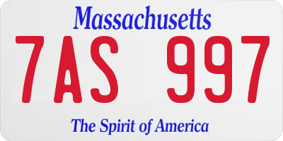 MA license plate 7AS997