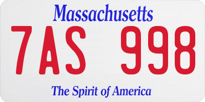 MA license plate 7AS998