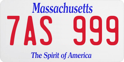 MA license plate 7AS999