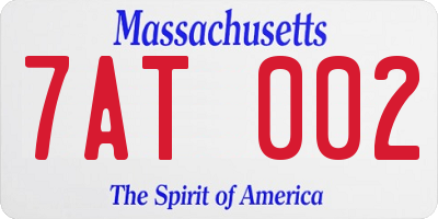 MA license plate 7AT002