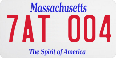 MA license plate 7AT004