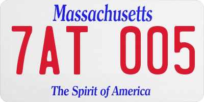 MA license plate 7AT005