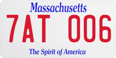MA license plate 7AT006