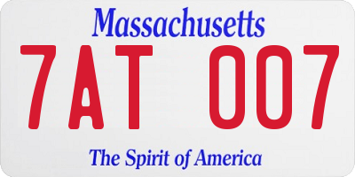 MA license plate 7AT007