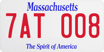MA license plate 7AT008