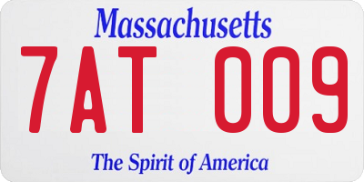 MA license plate 7AT009