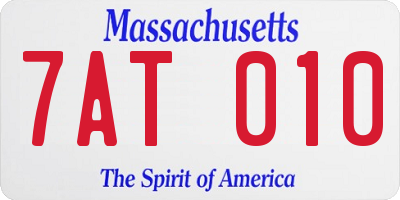 MA license plate 7AT010