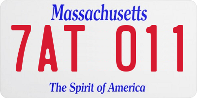 MA license plate 7AT011