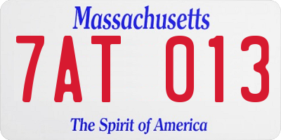 MA license plate 7AT013