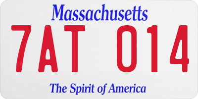MA license plate 7AT014