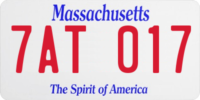 MA license plate 7AT017