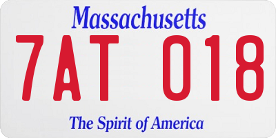 MA license plate 7AT018