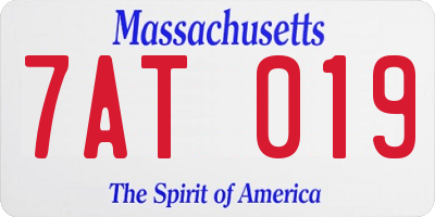 MA license plate 7AT019