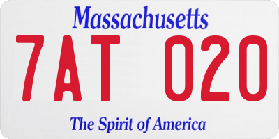 MA license plate 7AT020