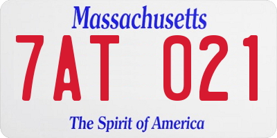 MA license plate 7AT021