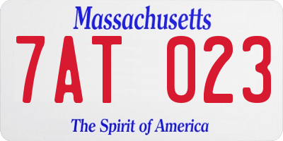 MA license plate 7AT023