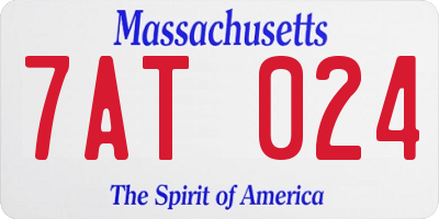 MA license plate 7AT024