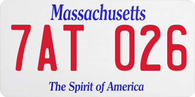 MA license plate 7AT026
