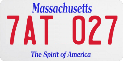 MA license plate 7AT027