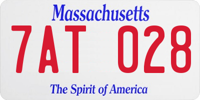 MA license plate 7AT028