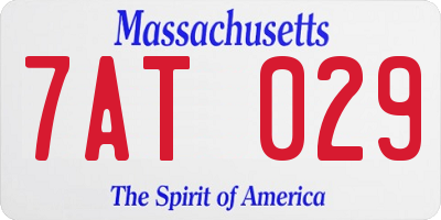 MA license plate 7AT029