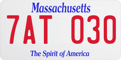 MA license plate 7AT030