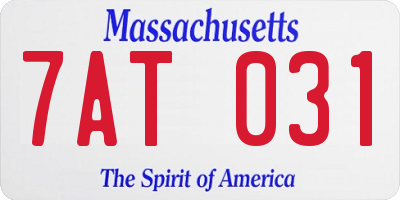 MA license plate 7AT031