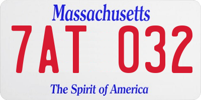 MA license plate 7AT032
