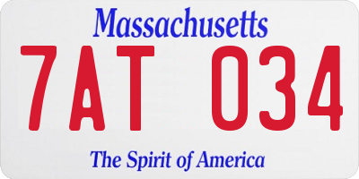 MA license plate 7AT034