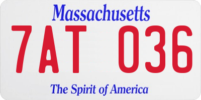 MA license plate 7AT036