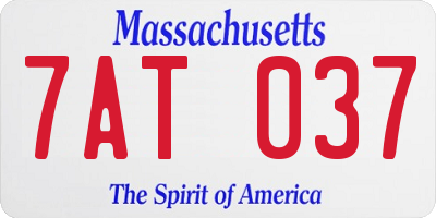 MA license plate 7AT037
