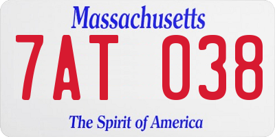 MA license plate 7AT038