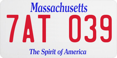 MA license plate 7AT039