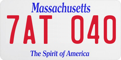 MA license plate 7AT040