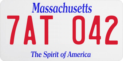 MA license plate 7AT042