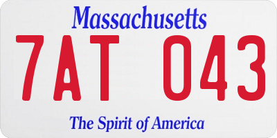 MA license plate 7AT043