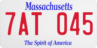 MA license plate 7AT045