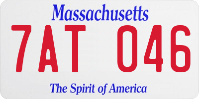 MA license plate 7AT046