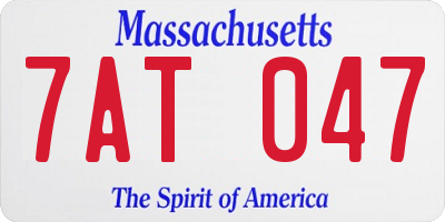 MA license plate 7AT047