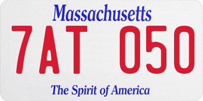 MA license plate 7AT050