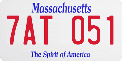MA license plate 7AT051