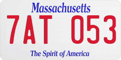 MA license plate 7AT053