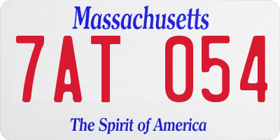 MA license plate 7AT054