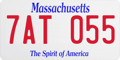 MA license plate 7AT055