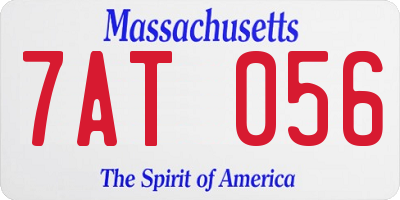 MA license plate 7AT056